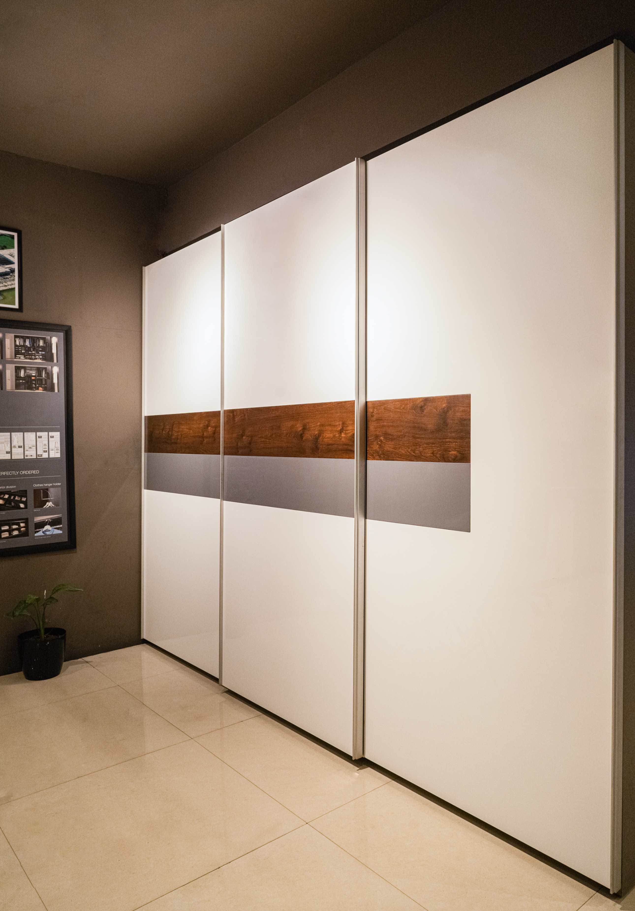 Modular wardrobe with open shelving