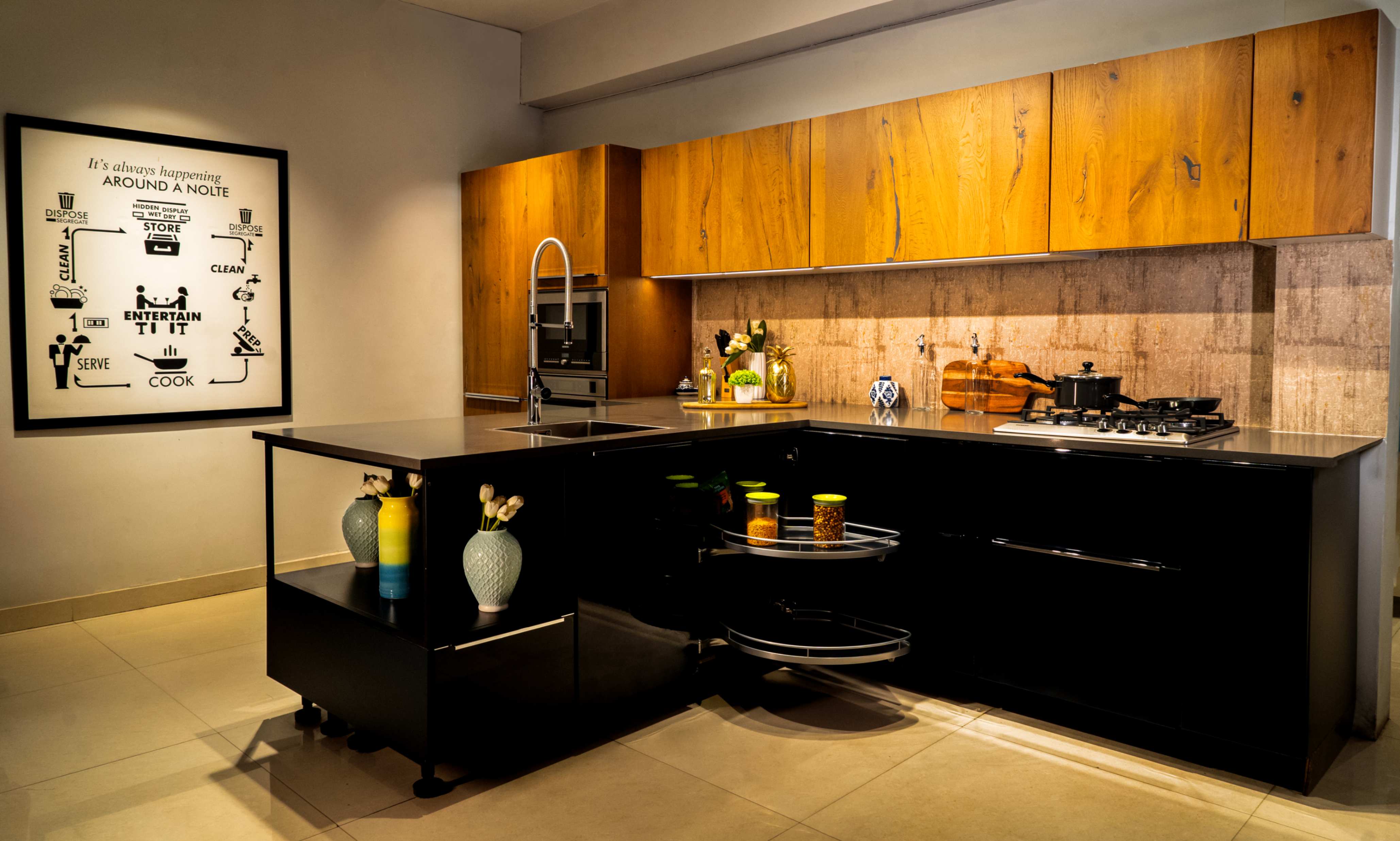 Wooden finish kitchen design