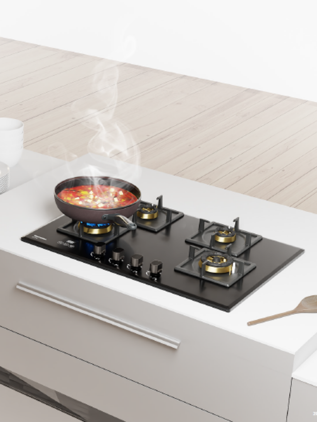Electric stove with four burners and an oven