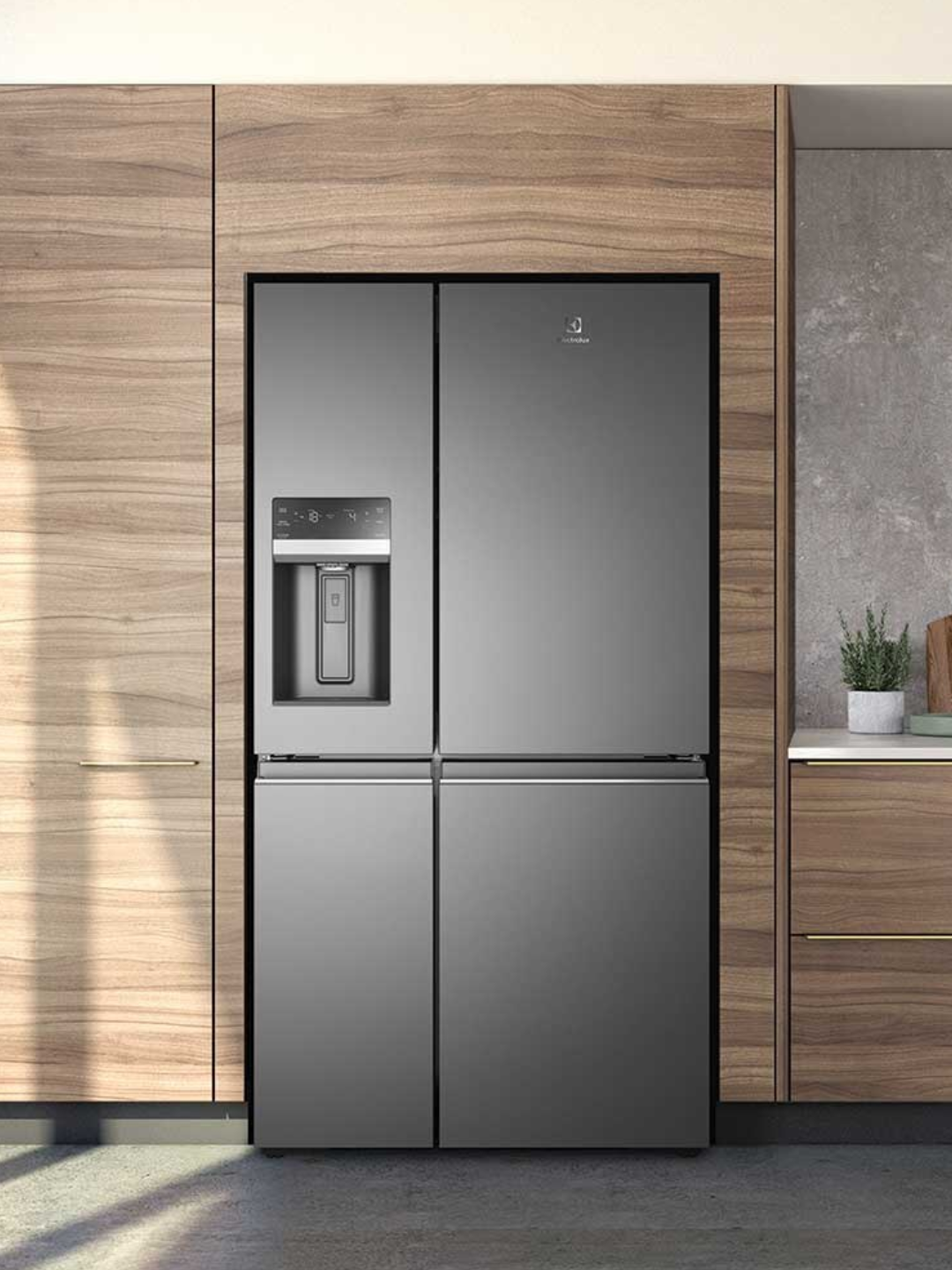 Stainless steel refrigerator with double doors